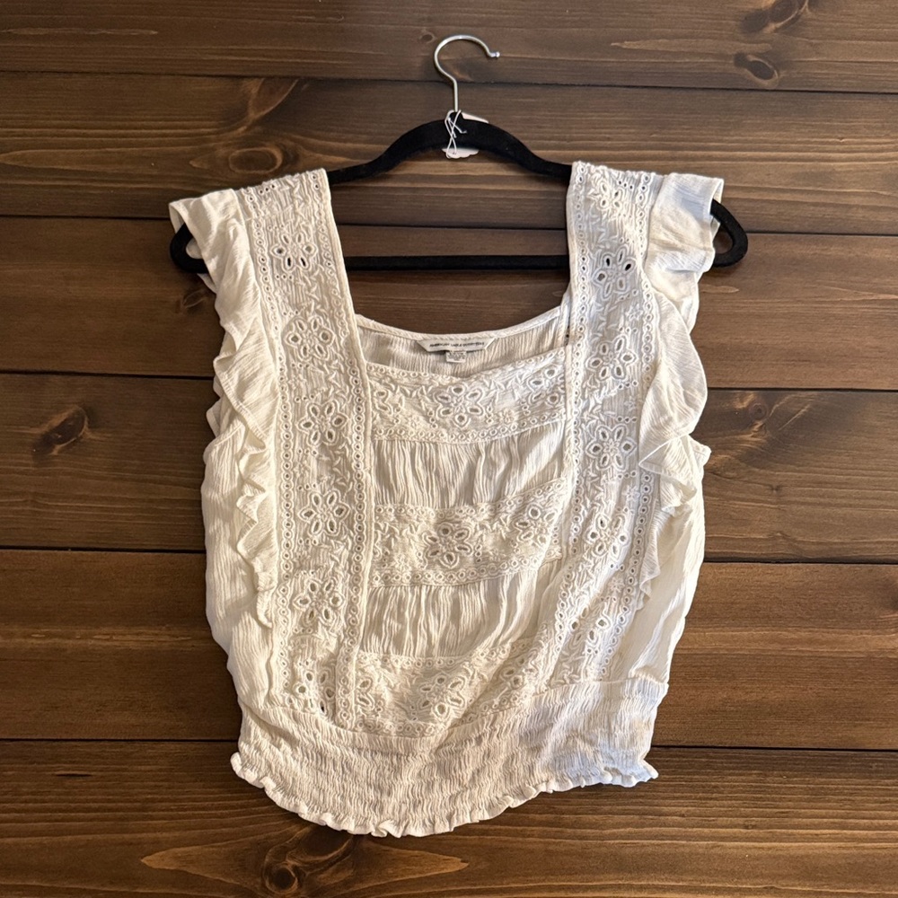 American Eagle Outfitters White Eyelet Blouse
